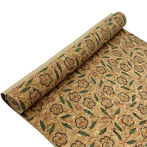 SorenCut Cork Fabric Roll 12 x 52 Inch – Blue Flower Print Cork Leather Fabric for Earrings, Bow Making, Bags, Wallets & DIY Sewing Projects – Vegan Leather Alternative Craft Sheet - color: Blue Flowers