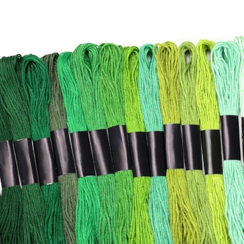 Embroidery Floss 16 Skeins 8.7 Yard Green Friendship Bracelet String Cross Stitch Threads for Jewelry Making Bracelet Stitching Thread Floss Bracelets Making Yarn - color: Green