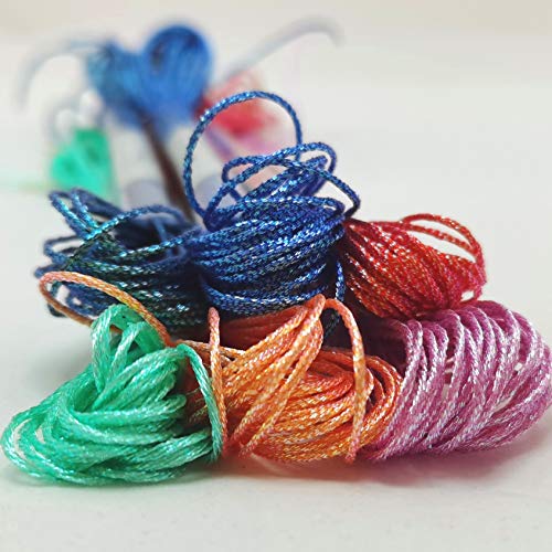 KCS 6-Strand Cross Stitch Metallic Variegated Pearl Shiny Embroidery Floss (6 skeins, Solid Color 4) - color: Solid color 4