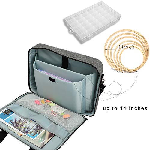 Embroidery Project Bag, Embroidery Kits Storage Bag,Multifunctional Bag for Crochet Hooks Embroidery Floss Organizer String Bracelet Kit Sewing Thread Accessories - color: Grey