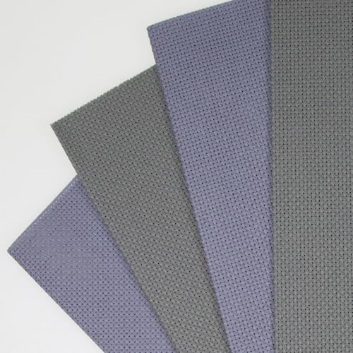 KCS 4 pc of 12" x 18"(30cmx45cm) 14CT Counted Cotton Aida Cloth Cross Stitch Fabric (Light Steel Grey+Medium Grey) - color: Light Steel Grey+medium Grey