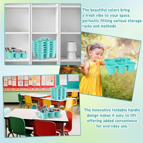 gisgfim 6 Pack Classroom Caddy Organizer with Handle, 6 Compartments, Blue - color: Blue