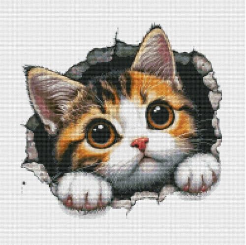 Moohue 14CT Stamped Printed Counted Cross Stitch Kits for Adults Animals Cute Cat Cross Stitch Patterns Flowers for Beginners Needlepoint Kits for Adults (Animal Cute Cat) - color: Animal Cute Cat