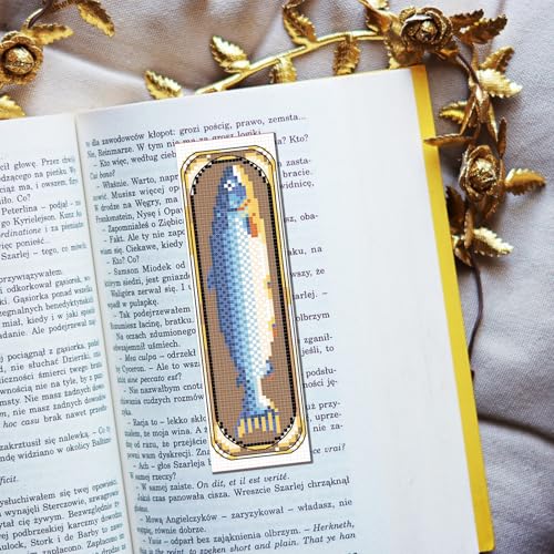 FREEBLOSS 6 Set Cross Stitch Bookmark Kit Canned Fish Patterns 8 * 2.4inch - style: Canned Fish