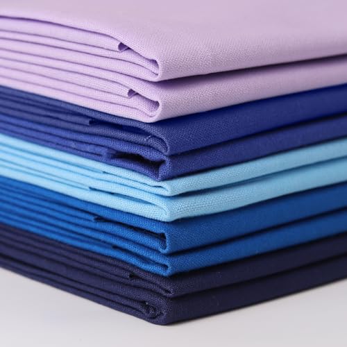 10 Pieces 18 x 21 Inches Cotton Fabric Precut Quilting Fabric Bundles Solid Colors Layer Cakes Quilt Material for DIY Craft Sewing Embroidery (Bule Purple Set) - color: Bule Purple