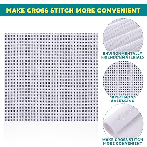 Knitgrip 2 Pack 20 x 18 Inches Needlepoint Canvas 18 Mesh Blank White Canvas Pure Cotton Needlepoint Mesh Twist Interlock for Embroidery DIY Knit Crochet Projects Make Dividers - size: 20 x 18 Inches