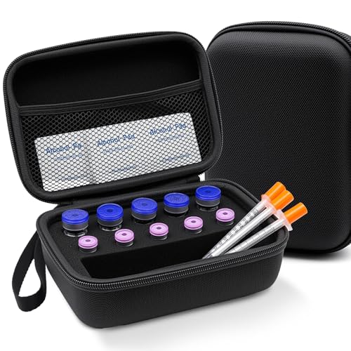 Peptide Case for Fridge, Insulin Vial Case for Diabetics - color: Black-10×(1-10ml)