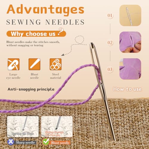 TLKKUE 12 Pcs/3 Sizes Large-Eye Blunt Needles, Steel Yarn Needle Silver - color: Silver, size: 3 sizes/12 pcs