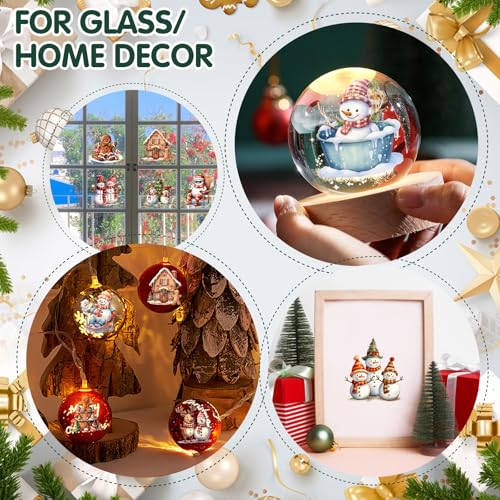 ZMRU 24 Sheets Vintage Christmas Rub On Transfers for Crafts, Rub On Transfers Christmas for Wood Slices，Furniture Decals, Glass, Leather, Canvas, Fabric Projects,3 * 3inch(Gingerbread and Snowmen) - color: Gingerbread and Snowmen