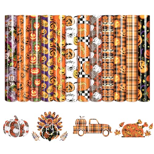 HTVSTD Pumpkin Halloween HTV Heat Transfer Vinyl 12pcs 12×10in - color: Pumpkin