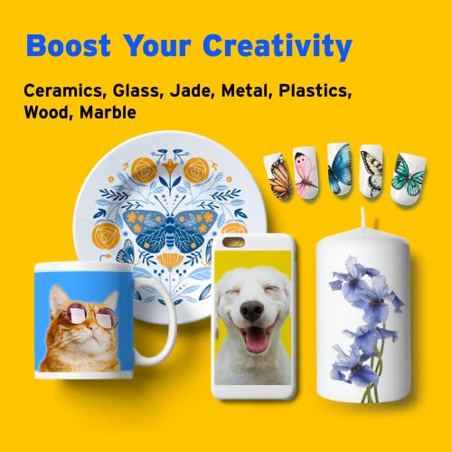 Water Slide Decal Paper Inkjet 20 Sheets A4 Size Premium Water-Slide Transfer Paper Clear Transparent Printable Water Slide Decals for Tumblers, Mugs, Glasses DIY Christmas Gift - color: Inkjet Clear, size: 20 Sheets 8.27 x 11.69 inches