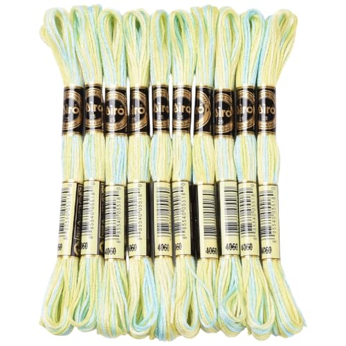 10 Skeins 87.5 Yards 6 Ply Champagne Gold Variegated Cross Stitch Floss Segment Dyed Embroidery Thread Gradient Friendship Bracelet String Bulk for Sewing Making Jewelry Needlecraft Knitting - color: Champagne Gold