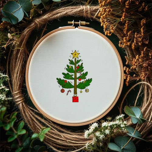 GLOBLELAND 4 Sheets Christmas Tree Water Soluble Embroidery Pattern - color: Christmas Tree