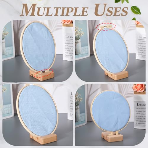 Cinnvoice 10 Pcs Embroidery Hoop Display Stand Wooden Base Holder