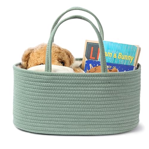 Diaper Caddy Organizer, Gift Basket for Baby Shower, Newborn Essentials - color: Sage Green, size: Small