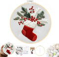 Christmas Embroidery Kit DIY Hand Embroidery Starter Cross Stitch Kits, Christmas Ornaments Embroidery with Stamped Pattern,Cotton,Threads,Needles,Instructions for Adults Beginners (Stocking) - color: Stocking