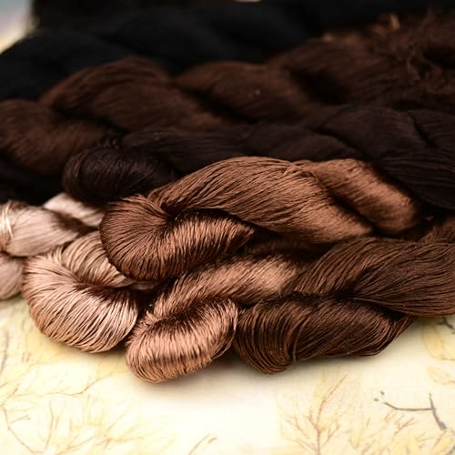 Natural Silk Thread – 10 Coffee Tones, 110m Each, Handmade Silk Embroidery Floss for Hand Embroidery, Cross-Stitch, and Fine Needlework Projects（06） - color: 06