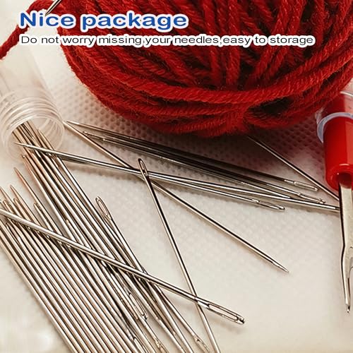 25 PCS Large Eye Sewing Needles, 5 Sizes Hand Sewing Needles, Including Embroidery - 25PCs with 2 Pcs Needle Threader and 1 Pcs Seam Ripper - color: 25 pack
