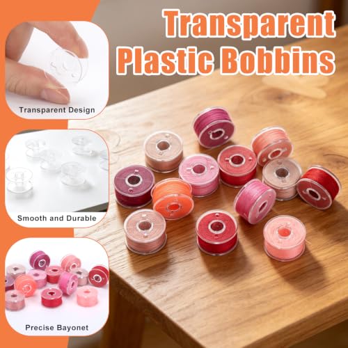 72 Pcs Pre-Wound Bobbins Sewing Thread 72 Colors (Pink) - color: Pink