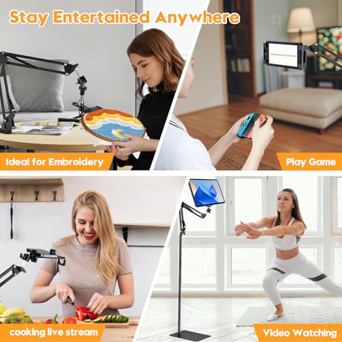 Black Adjustable 3-in-1 Hoop/Tablet/Phone Holder Embroidery Hoops Stand