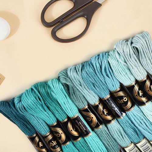 12 Skeins 6 Strands Green Embroidery Floss Thread for Jewelry - color: Dark Green