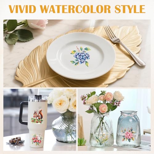 48 Sheets Rub on Transfers for Crafts and Furniture Rub on Transfer Stickers Decals for Wood,2.5 * 2.5inch (Wild Fruit) - style: Wild Fruit