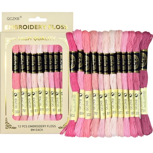 Premium Rainbow Color Embroidery Floss - Cross Stitch Threads - Friendship Bracelets Floss - Crafts Floss - 12 Skeins Per Pack Embroidery Floss,Pink-Brown Gradient - color: Pink-Brown Gradient