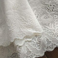IRIZ Lace Embroidery 2 Yards of 10.6 inches Width Premium Vintage Floral Embroidery Eyelet Cotton Lace Fabric Trim
