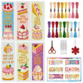 INFUNLY 6PCS Fruit Cake Cross Stitch Bookmark Kit for Adult 3×8.5inch DIY Inspirational Word Embroidery Bookmark Set with Instruction Birthday Cake Counted Cross Stitch Kit for Student Book Lover - style: Fruit Cake