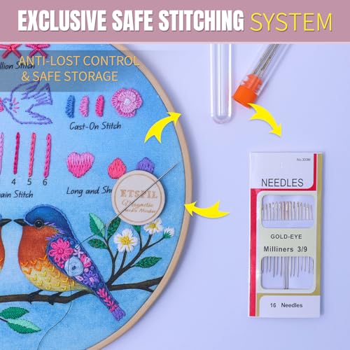 ETSPIL Beginner Embroidery Kit for Adults, Full-Color Print, 4K Video - color: Companion F
