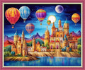 Disnesart Cross Stitch Stamped Full Embroidery Kits DIY 11CT Cotton Thread Printed DIY Needlepoint Kits Craft Needlework Set Cross-Stitch Stamped Sets-Rainbow Castle Hot Air Balloon 16x20 inch - color: Stylepattern13