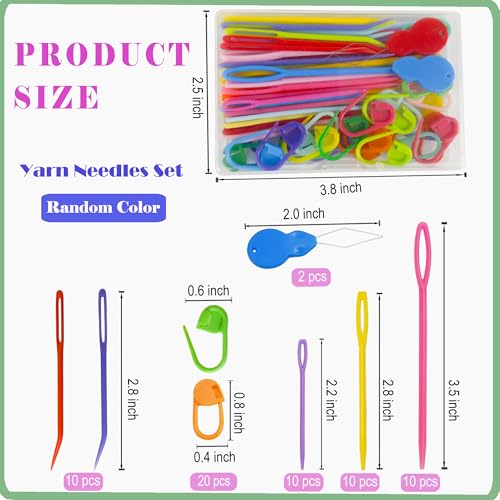 DeliaVo 62 Pcs Plastic Yarn Needles and Stitch Markers for Crocheting - color: Colorful 62Pcs