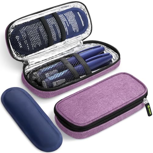 AUVON Lightweight Insulin Cooler Travel Case, 3-Layer Thickened Insulation - color: Purple