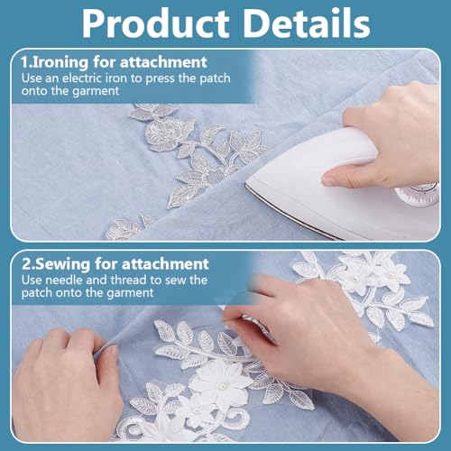 NBEADS 12 Pcs Embroidery Flower Patches, Iron on Patches Sew on Patches with Beads White and Silver Floral Repair Appliques for Wedding Dress Decoration Repair Clothing Backpacks Jeans Caps - color: Silver Floral--3 Styles 12 Pcs