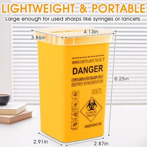 1 Quart (3-Pack) Sharps Container for Home Use, Needle Disposal Containers - color: Yellow-3Pack