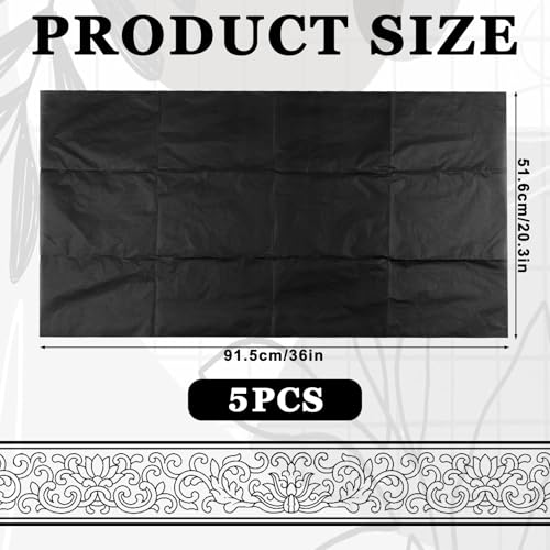 5 Sheets Graphite Transfer Paper, 20 × 36inch Transfer Paper for Drawing, Black Waxed Graphite Papers for Drawing, Tracing, Fabric, Sketch, Black