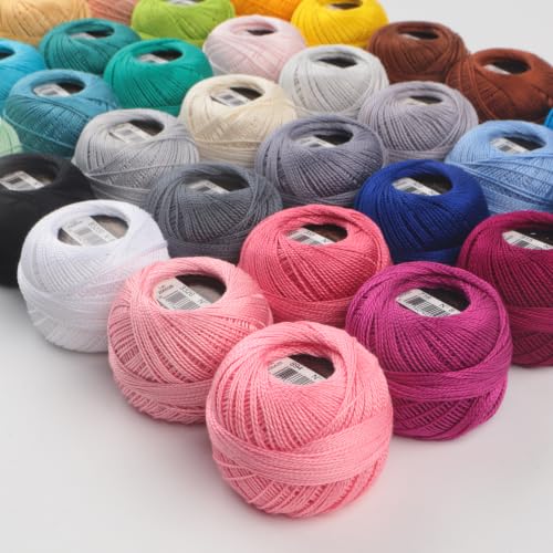 Double Mercerized Egyptian Long Staple Cotton Pearl Thread Size 8 40 Balls/Set 87 Yards per Ball Rainbow Color Embroidery Thread for Hand Embroidery, Sashiko, Crochet Knitting (40 Colors-2) - color: 40 Colors-2