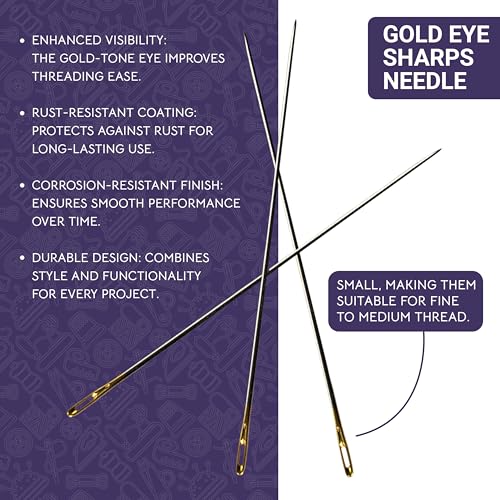 The Quilted Bear Gold Eye Sharps Sewing Needles, Sizes 3/9 - size: Sharps Needles 3/9