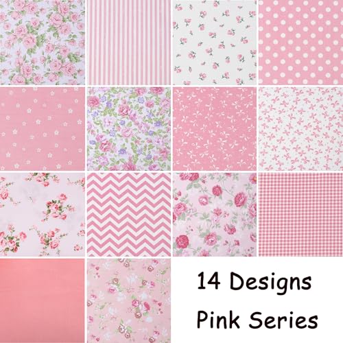 Nodsaw Pink Charm Packs for Quilting 5 inch - 5x5 Charm Squares Precut Quilting Fabric - 100% Cotton Fabric Squares for Sewing DIY Patchwork (42Pcs) ﻿ - color: Pink