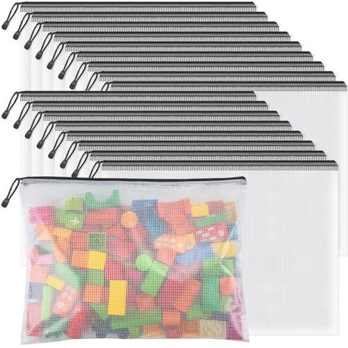 Umriox A3 Mesh Zipper Pouch Bags, 18 Pack Large Organizer Bags, Black - color: Black, size: 18pcs-A3 (16.9x12.4 in)