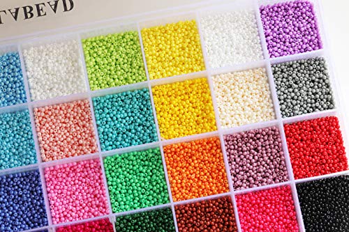 Bala&Fillic Size Almost Uniform 2mm Seed Beads for Earring Making, About 20000pcs in Box Pearled Color 12/0 Round Glass Seed Beads (about 850pcs/Color, 24 Colors) - color: 24 Colors Pearl -Size 2mm