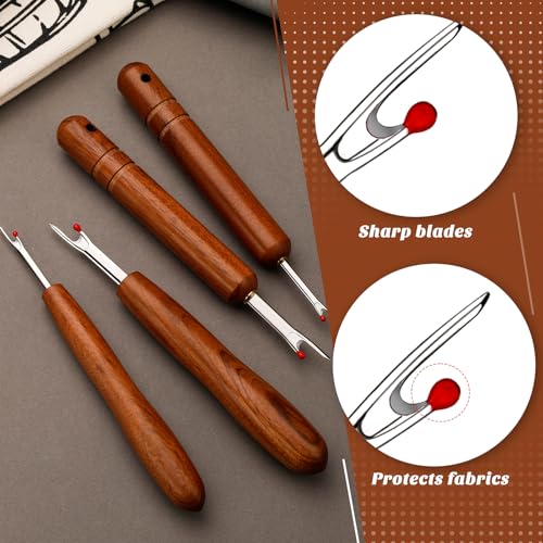 ZMAAGG Seam Rippers for Sewing, Hangable Wooden Handle, 2 PCS - color: Hanging Handle
