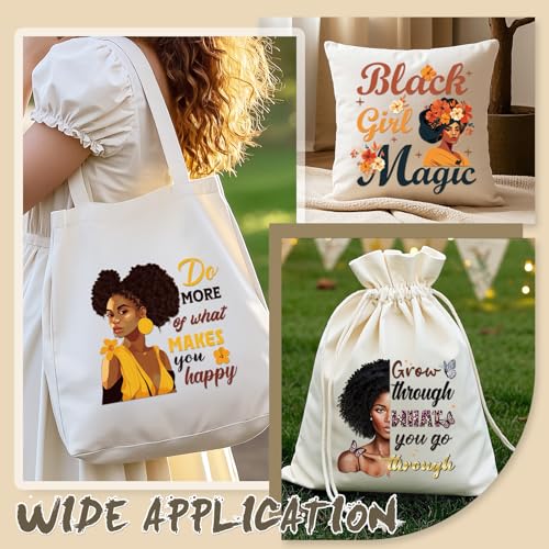 Dazoratix Black Girl Iron on Transfers - 20 Sheets African American Women DTF Ready to Press Inspirational Heat Transfer Stickers Patches Vinyl Decals for T Shirts Appliques Clothes Hoodie DIY Crafts - style: Black Girl