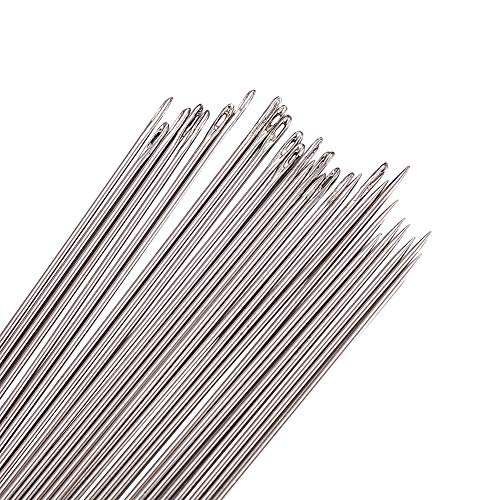 Craftdady 125Pcs Steel Beading Needles 3.5 Inch Long Straight Thin Beading Embroidery Needles for Sewing Easy Threading Jewelry Making - size: 1.2mm thick, 89mm long