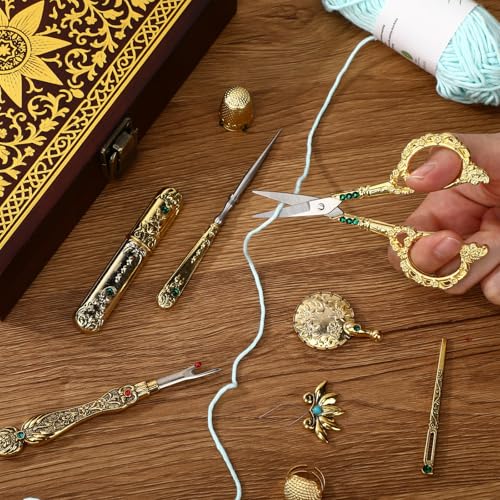 Lothee Embroidery Scissors Kits Victorian Sewing Kit, Gold, Diamond - color: Gold, style: Diamond