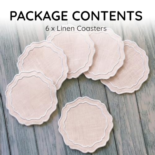 Linen Coasters for Drinks, Set of 6, 6 inch, Pink - color: 1247 - Pink, size: 6 inches
