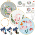 Mindsoft 3 Set Needlepoint Kit for Beginners with Hoop,Axolotl - style: Axolotl