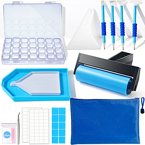 Diamond Painting Accessories,Diamond Painting Tools with Cute Blue Roller and Diamond Embroidery Box for DIY Diamond Painting Art - color: Blue