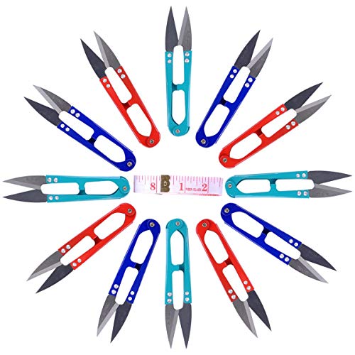 UCEC 12 Pack 4.2 Inch Thread Snips Crochet Small Sewing Scissors for Sewing - color: 12pack Red+blue+navy Blue