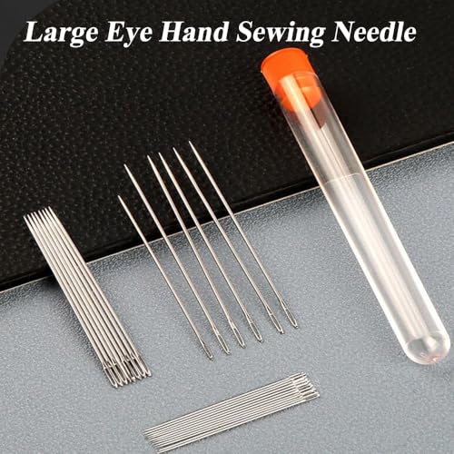 Premium Big Eye Needles for Hand Sewing, Embroidery, Quilting（25pcs Needles + 2 Threadering Machine